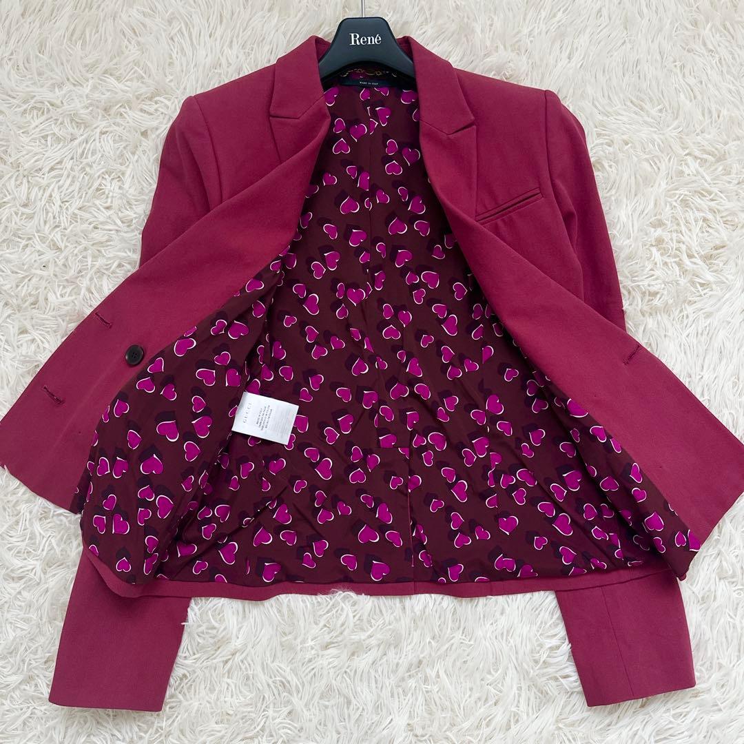 グッチ ハート柄 ダブルテーラードジャケット ホースビット ピンク系 S