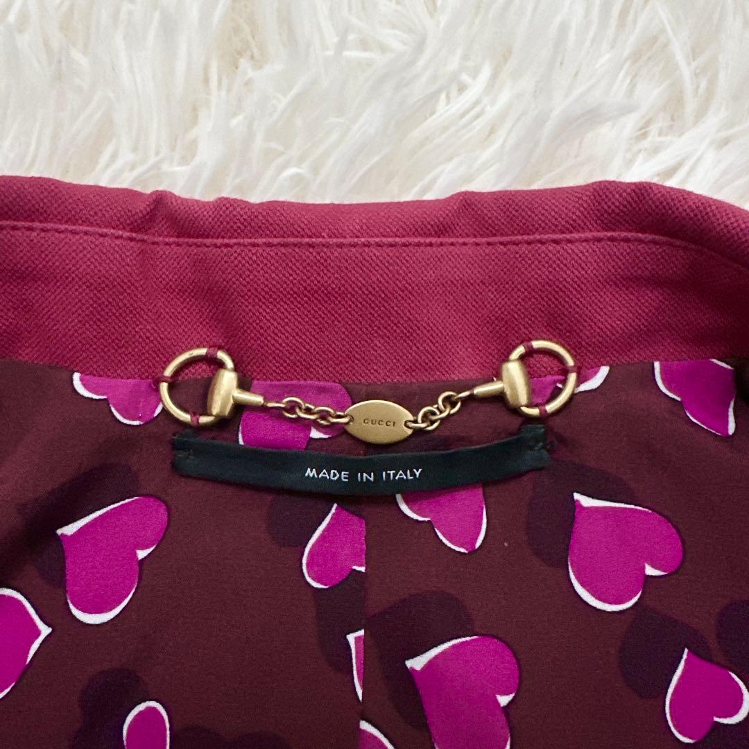 グッチ ハート柄 ダブルテーラードジャケット ホースビット ピンク系 S