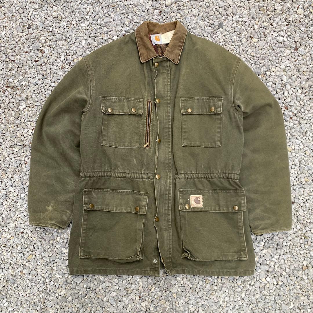 (希少)90s カーハート チョアコート カバーオールUSA製 Lモスグリーン