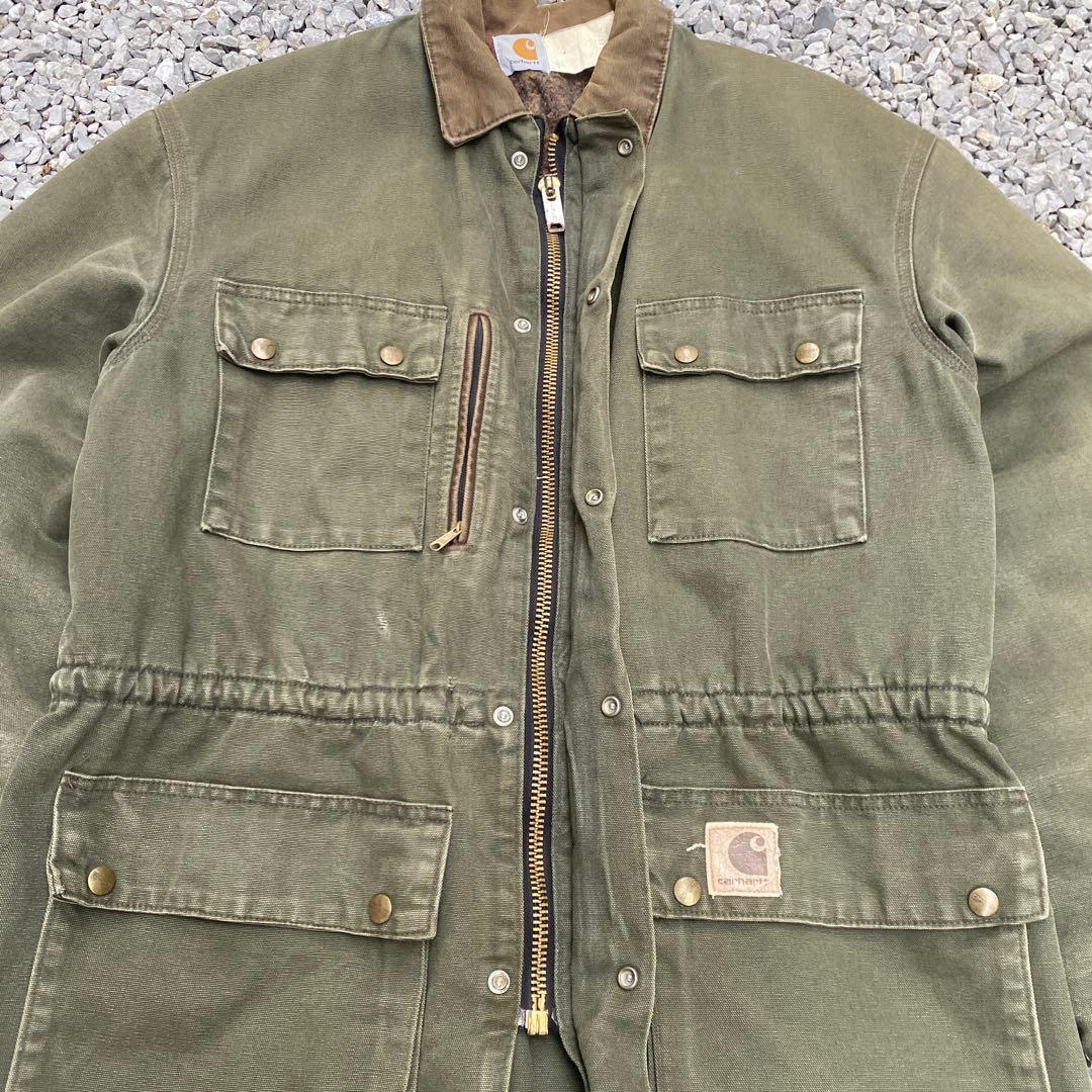 (希少)90s カーハート チョアコート カバーオールUSA製 Lモスグリーン