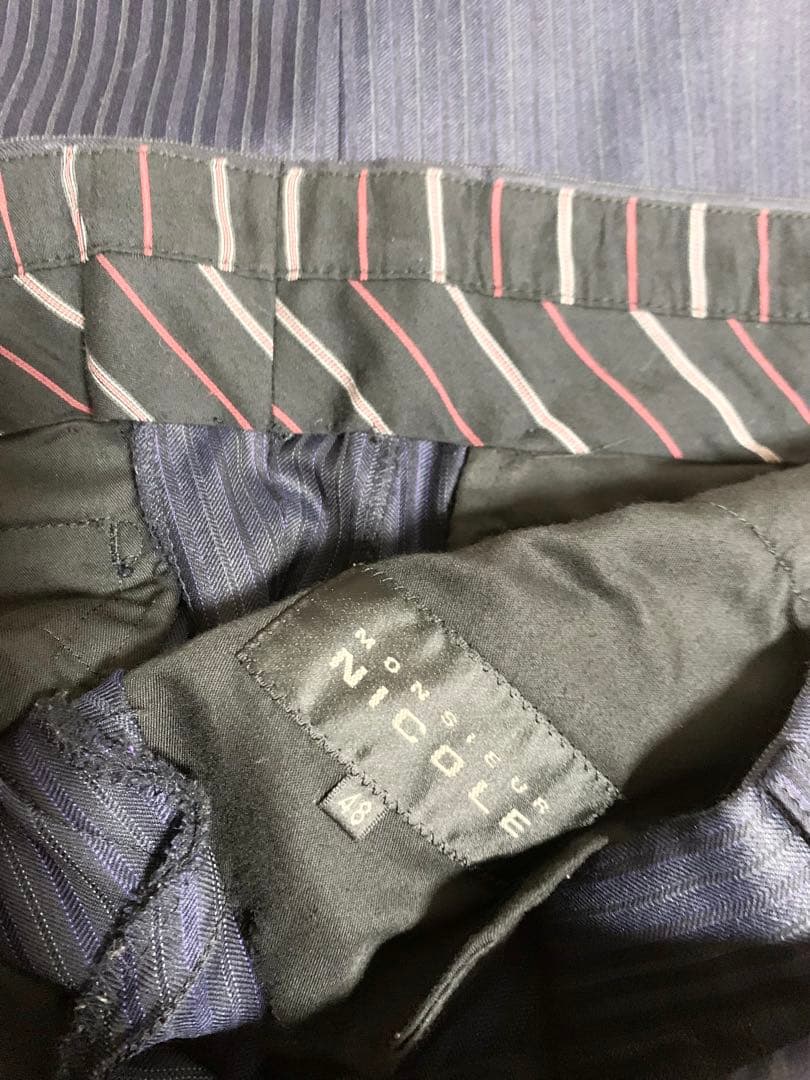 【美品】ムッシュニコル ダークストライプ スリーピース 光沢 ダークネイビー