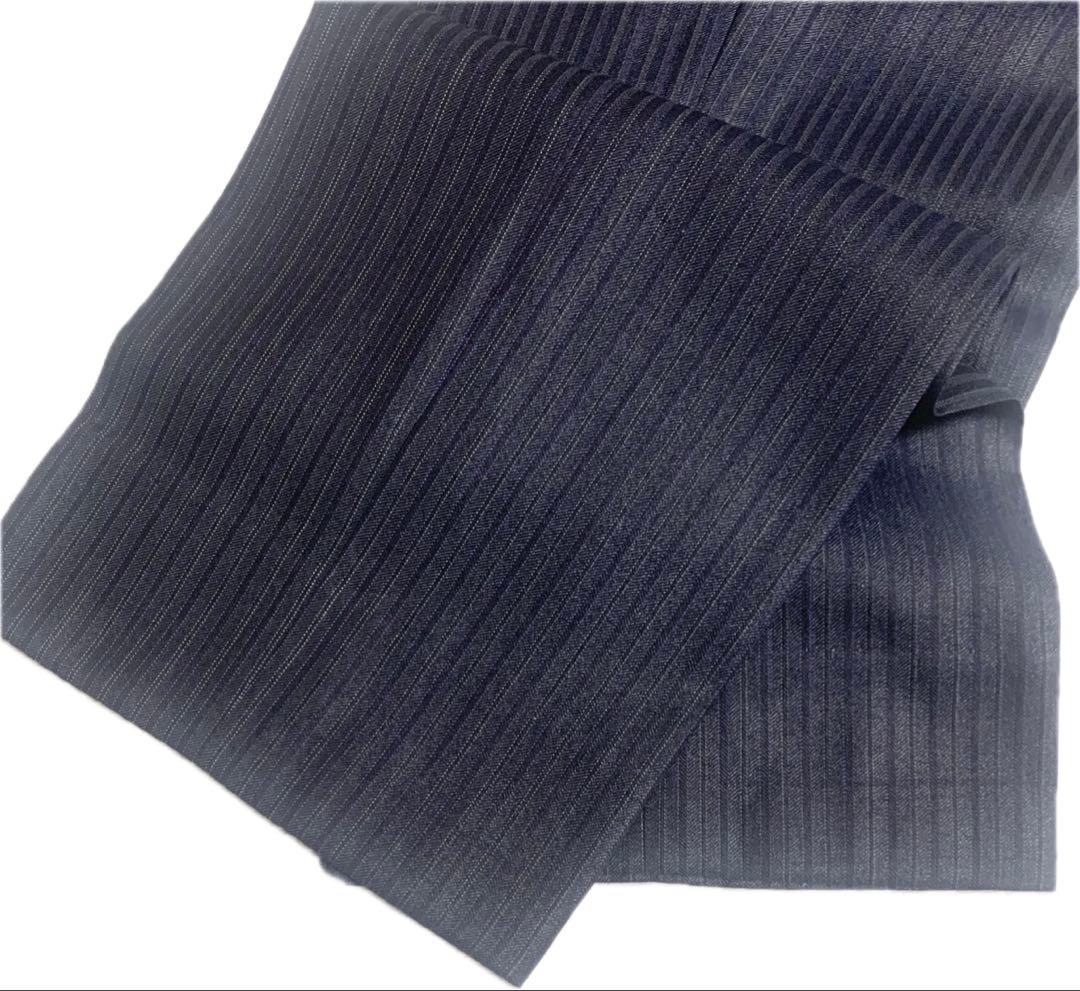 【美品】ムッシュニコル ダークストライプ スリーピース 光沢 ダークネイビー