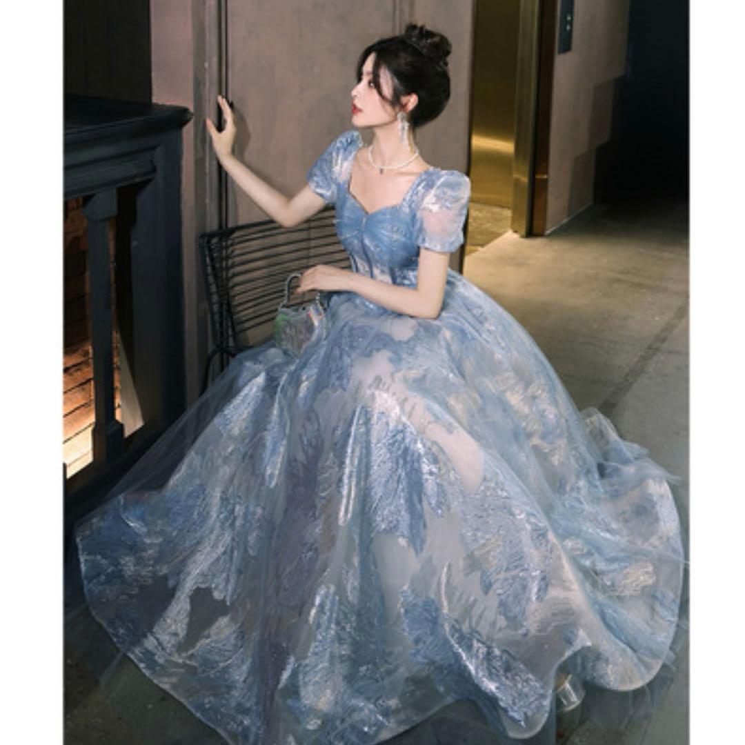 【♡】カラードレス　パーティードレス　披露宴　結婚式　二次会　ブルー　前撮り