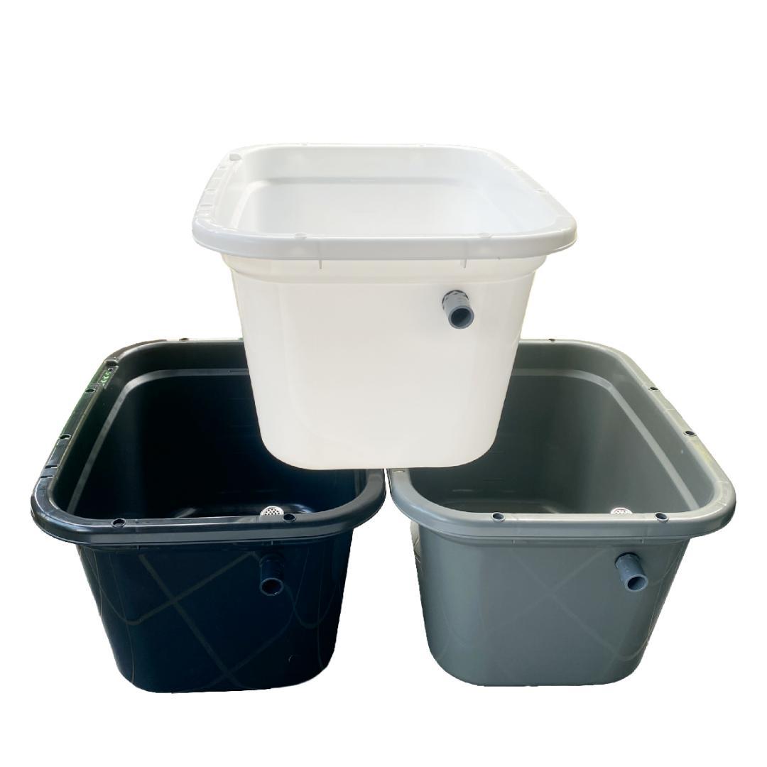 メダカ飼育ケース 56㍑x4個 白黒灰あり オーバーフロー加工済 金魚容器 越冬