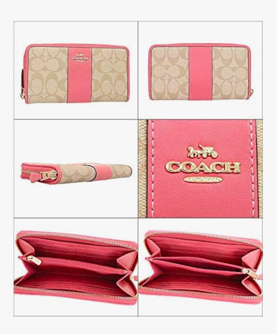 COACH 長財布 ベージュ/ピンク 並行輸入品:アウトレット品