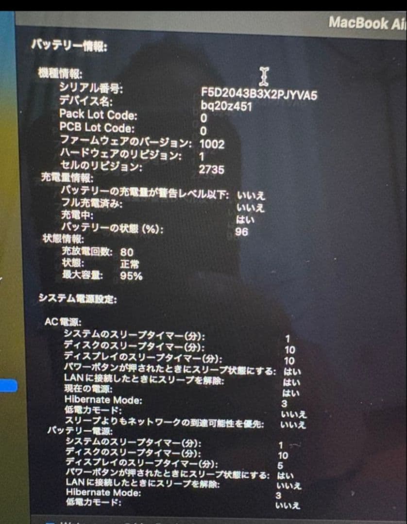 Apple M1チップ搭載13インチMacBook air シルバー 薄型