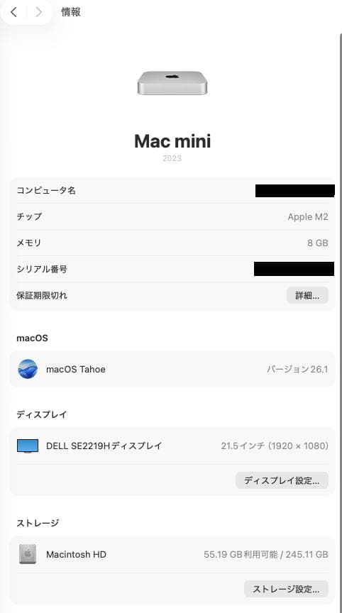 あべやさん専用Apple Mac mini 2023 M2 8GB 256GB