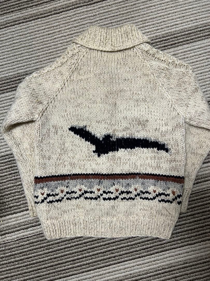 【名作】80s LONGHOUSE カナダ製 カウチンセーター イーグル柄