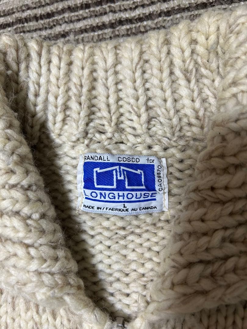 【名作】80s LONGHOUSE カナダ製 カウチンセーター イーグル柄