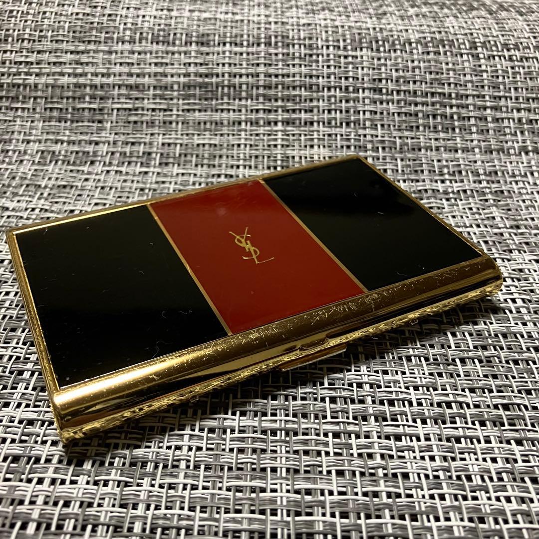 YSL イヴサンローラン ヴィンテージ カードケース ケース 赤x黒x金 名刺