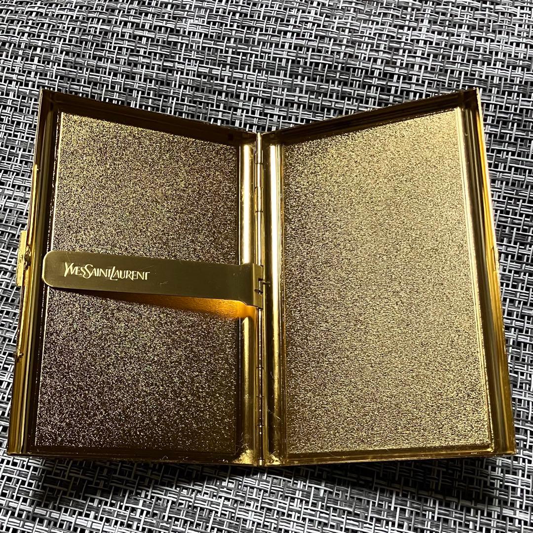 YSL イヴサンローラン ヴィンテージ カードケース ケース 赤x黒x金 名刺