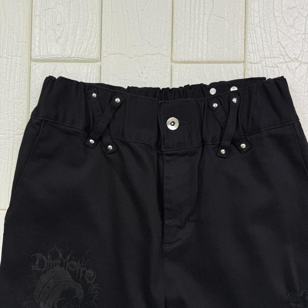 DimMoire ディムモアール 刺繍ロゴ フリンジ バックル フレアデニム M