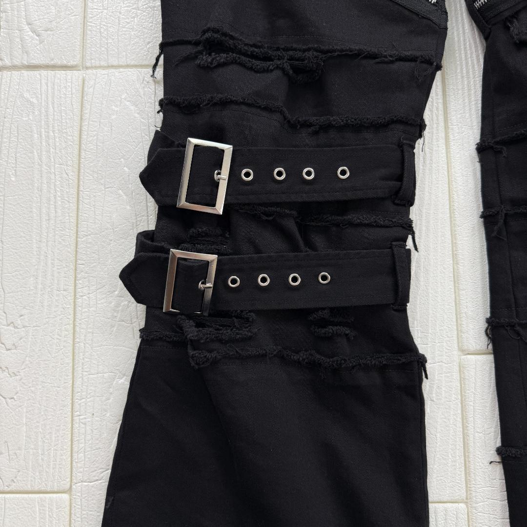 DimMoire ディムモアール 刺繍ロゴ フリンジ バックル フレアデニム M