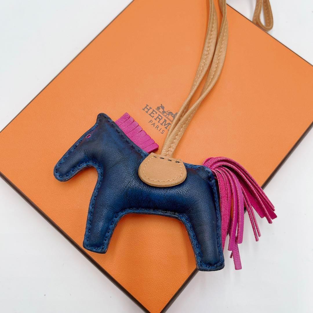 【極稀少】HERMES ロデオPM バッグチャーム ネイビー パープル ブラウン