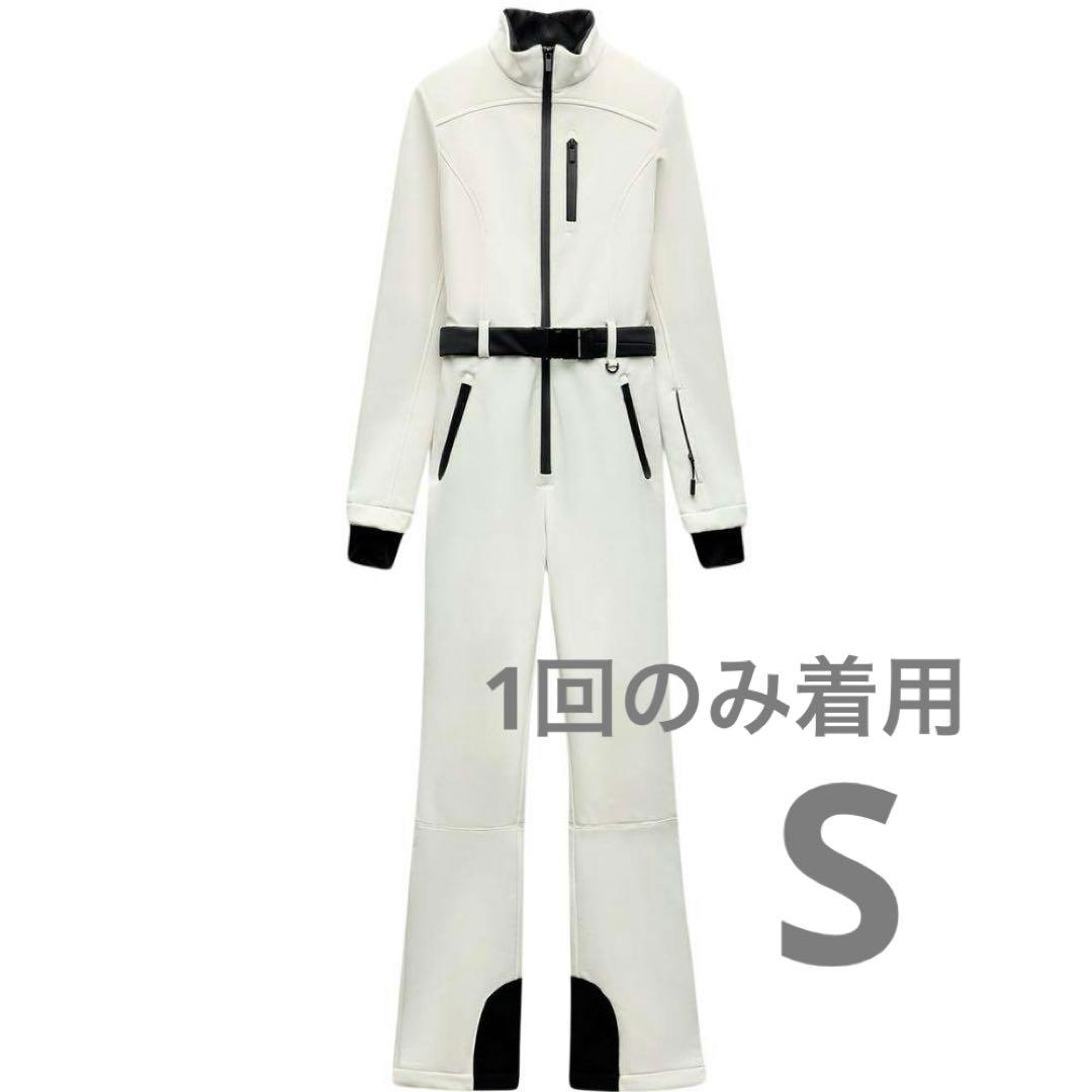 【1回のみ着用】ZARAホワイト フルボディスーツ スキーウェアS
