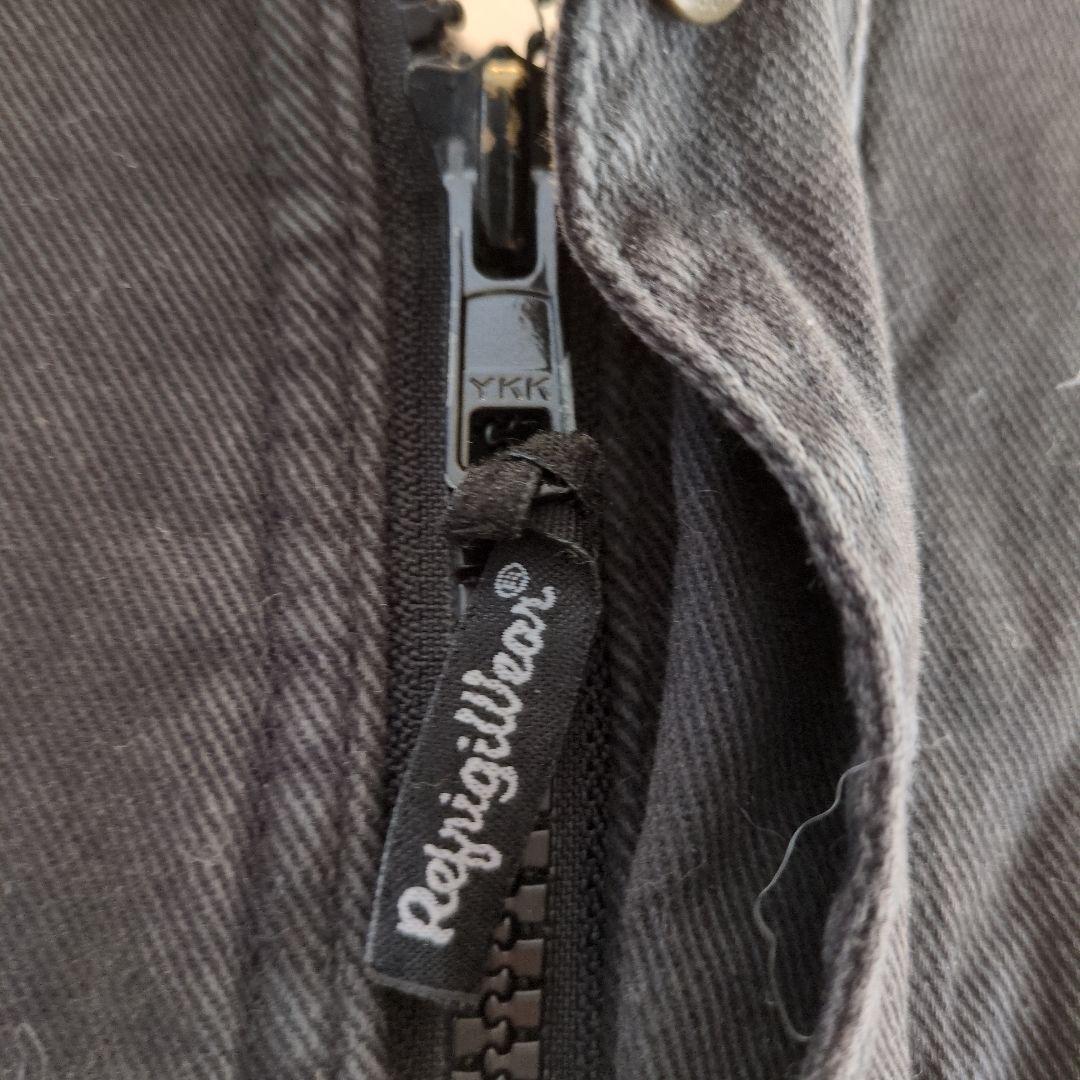 極寒対策に【RefrigiWear】中綿入り デニム オーバーオール 黒L　稀