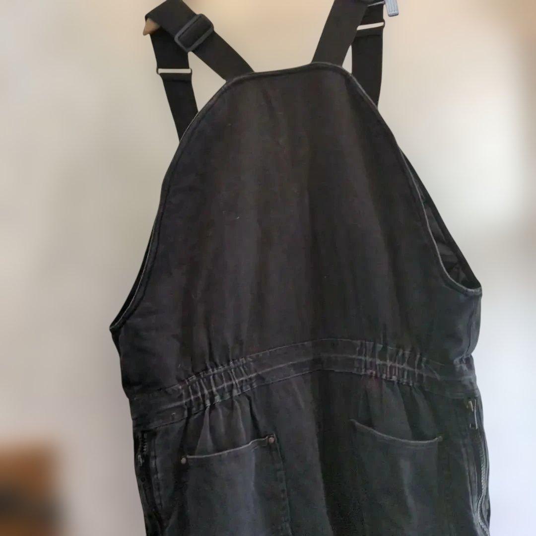 極寒対策に【RefrigiWear】中綿入り デニム オーバーオール 黒L　稀