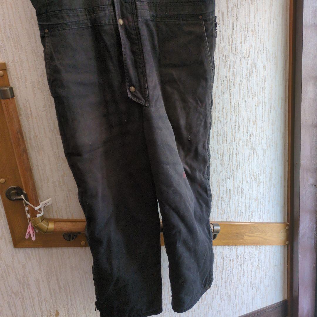 極寒対策に【RefrigiWear】中綿入り デニム オーバーオール 黒L　稀