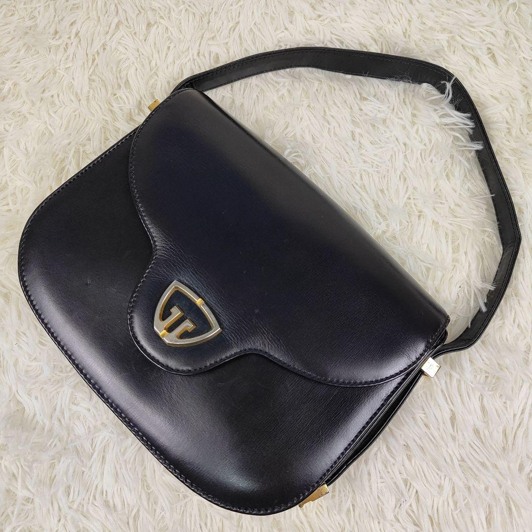 本日限定価格　グッチ　ハンドバッグ　ワンショルダー　肩掛け　ネイビー　GG金具