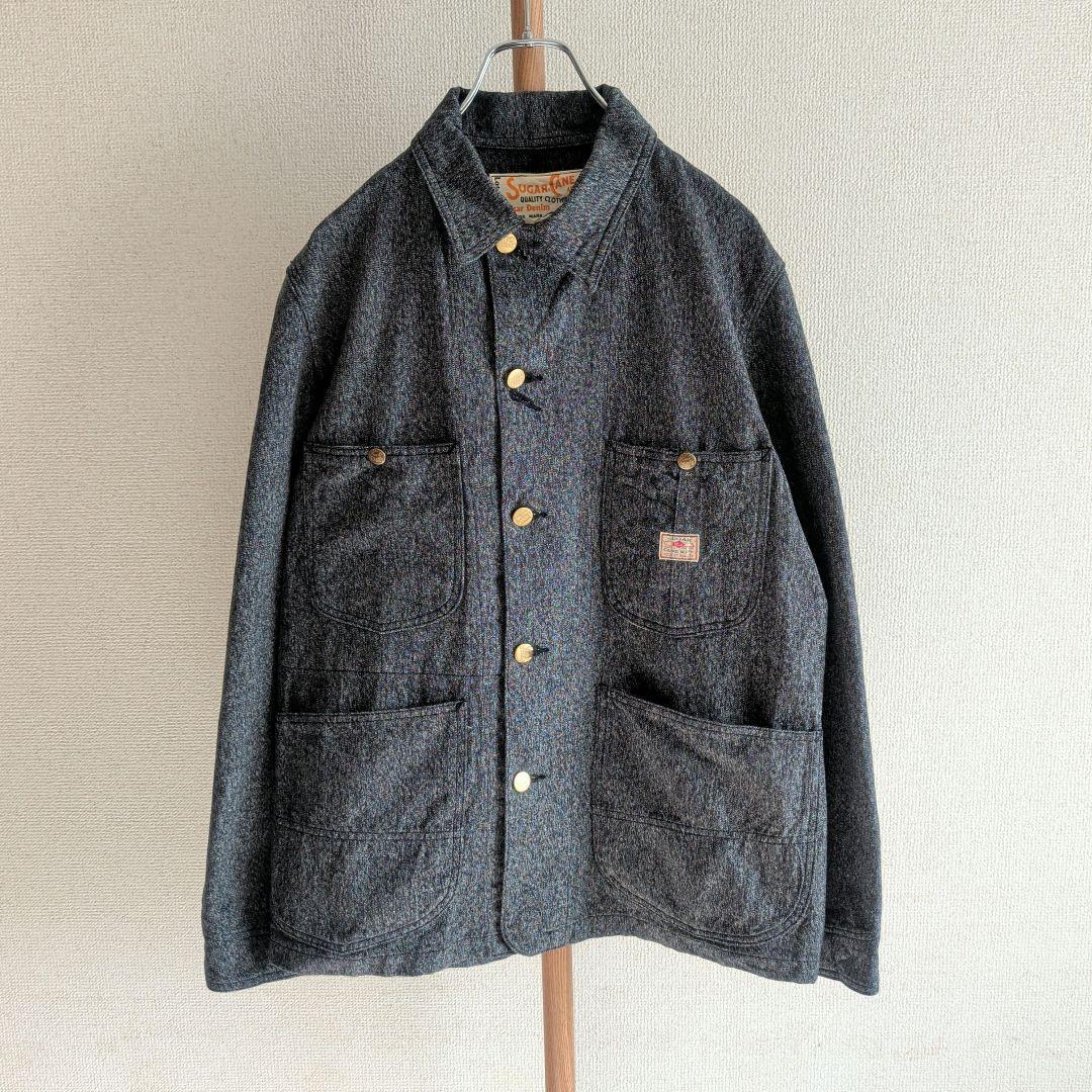 シュガーケーン 9oz. ブラックコバート ワークコート カバーオール M