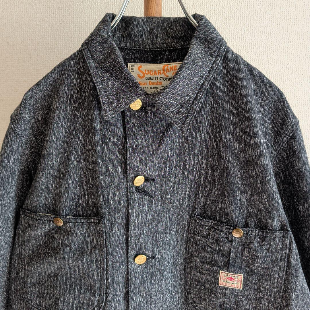 シュガーケーン 9oz. ブラックコバート ワークコート カバーオール M
