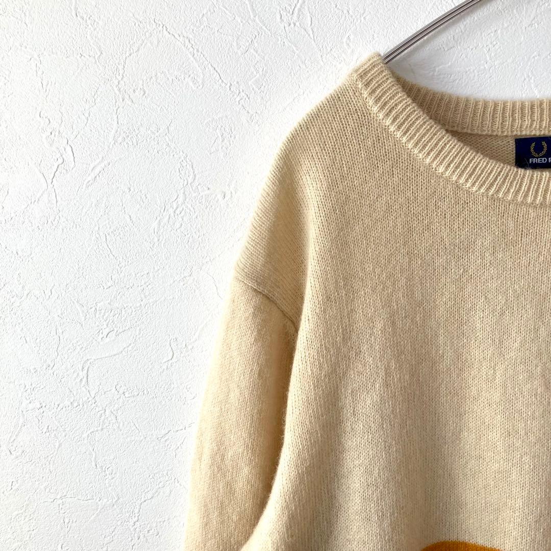美品 FRED PERRY 刺繍ロゴ バイカラー ウールニット