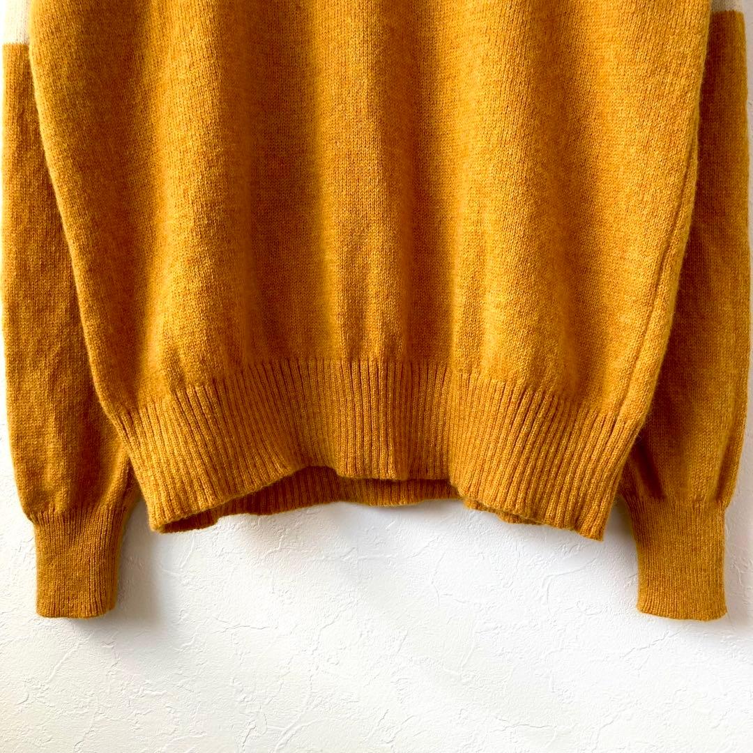 美品 FRED PERRY 刺繍ロゴ バイカラー ウールニット