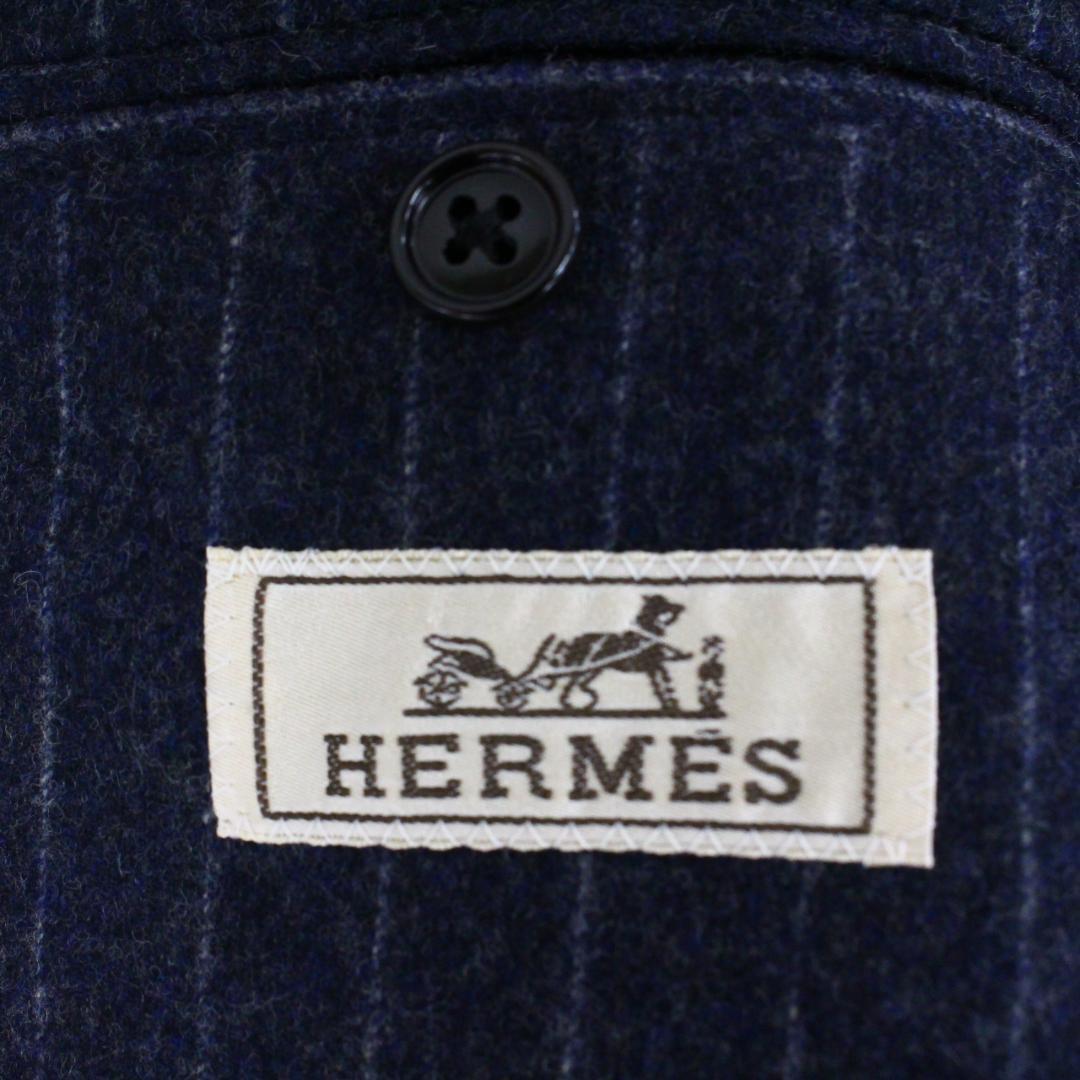 ◇美品 HERMES エルメス メンズ スーツ上下 ネイビーストライプ ウール