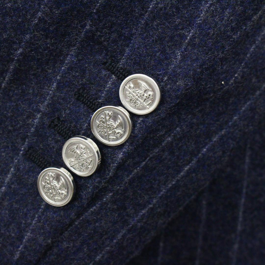 ◇美品 HERMES エルメス メンズ スーツ上下 ネイビーストライプ ウール