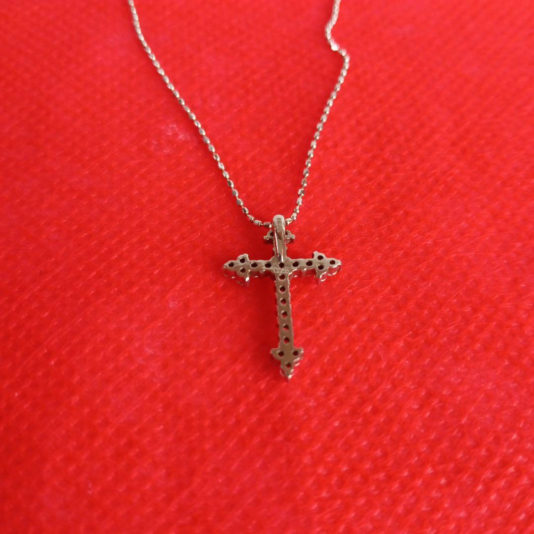 K18WG　ネックレス　十字架　ホワイトゴールド