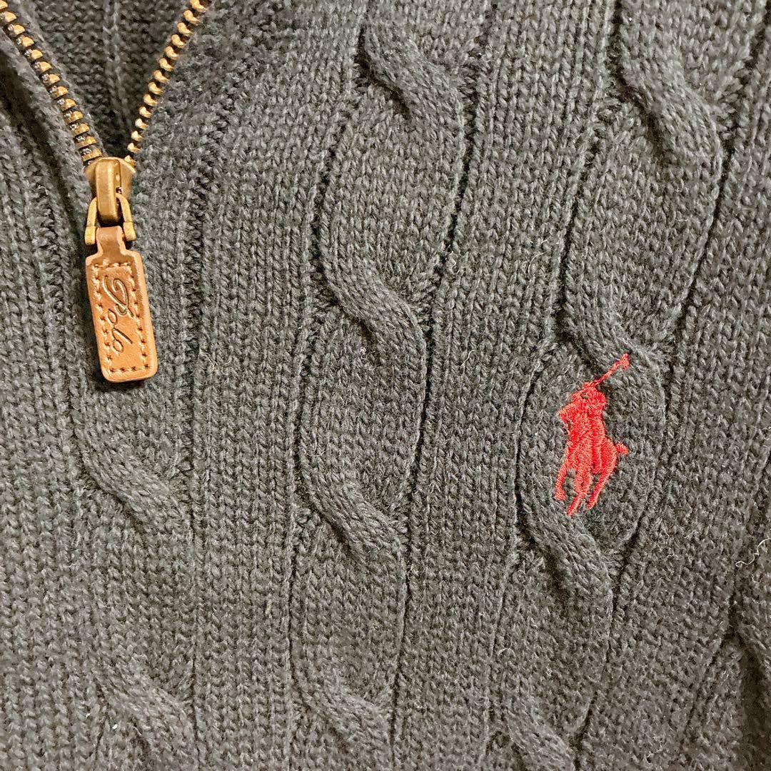 ポロラルフローレン ハーフジップ ケーブルニット セーター　現行タグ　コットン