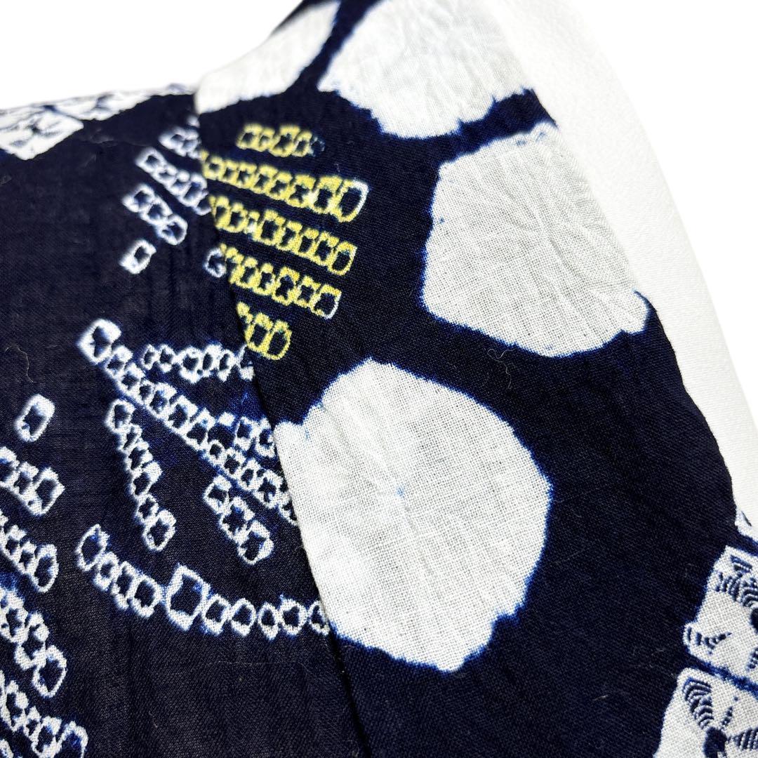 A61有松鳴海絞り 高級浴衣 綿　手縫い仕立て　仕付け糸　美品