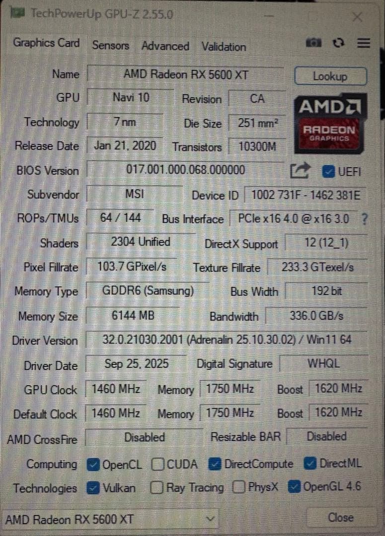 MSI RADEON RX 5600 XT 6GB グラフィックボード
