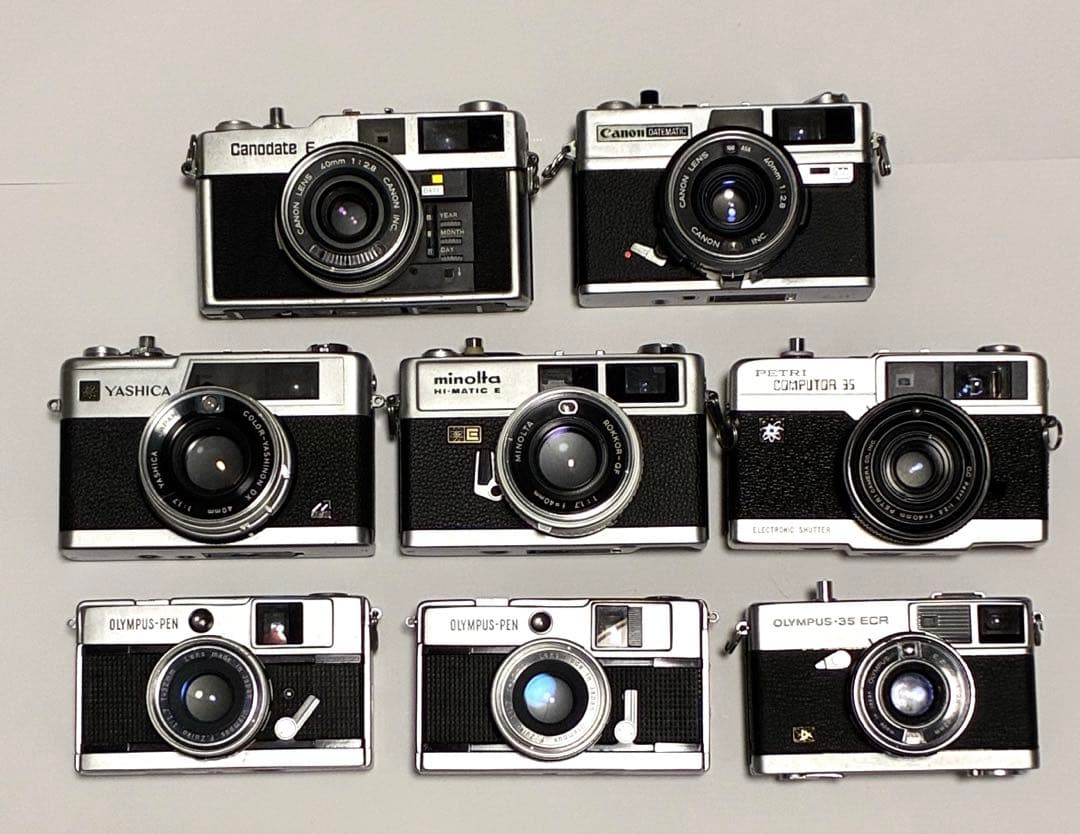 フィルムカメラ 8台セット　キャノン／オリンパス／ミノルタ／ヤシカ／Petri