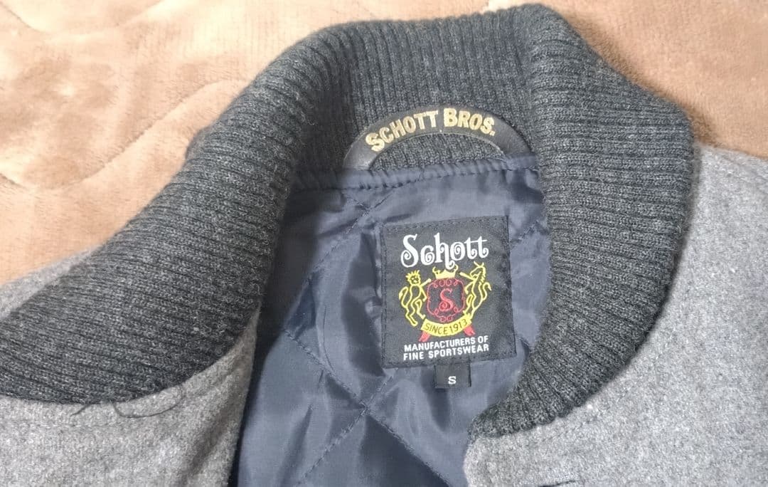 SCHOTT メルトンウール スタジャン グレー/ブラック