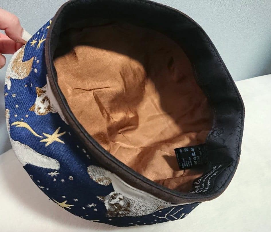 【可愛すぎる猫柄！】CA4LA カシラ ベレー帽 ネコ 猫 宇宙 星 星座