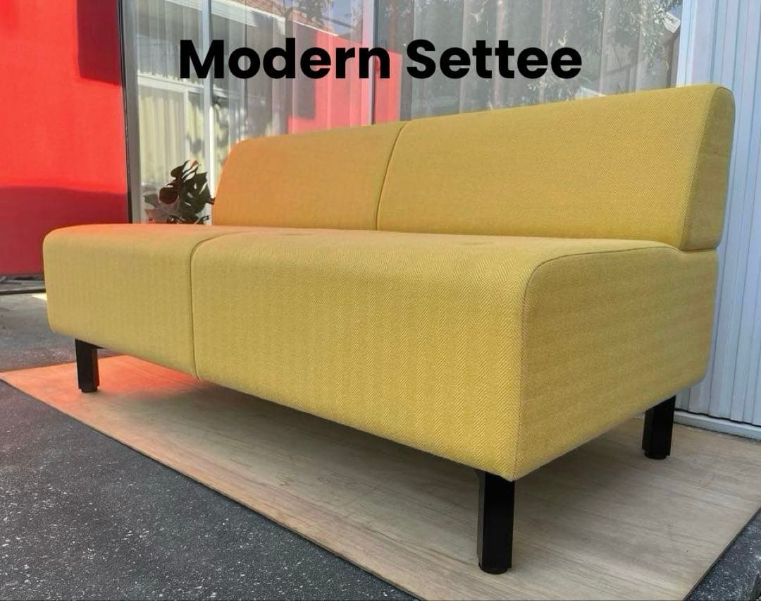 モダンスタイル　2Sソファ　ミッドセンチュリー　北欧スタイル　イエロー　2人掛け