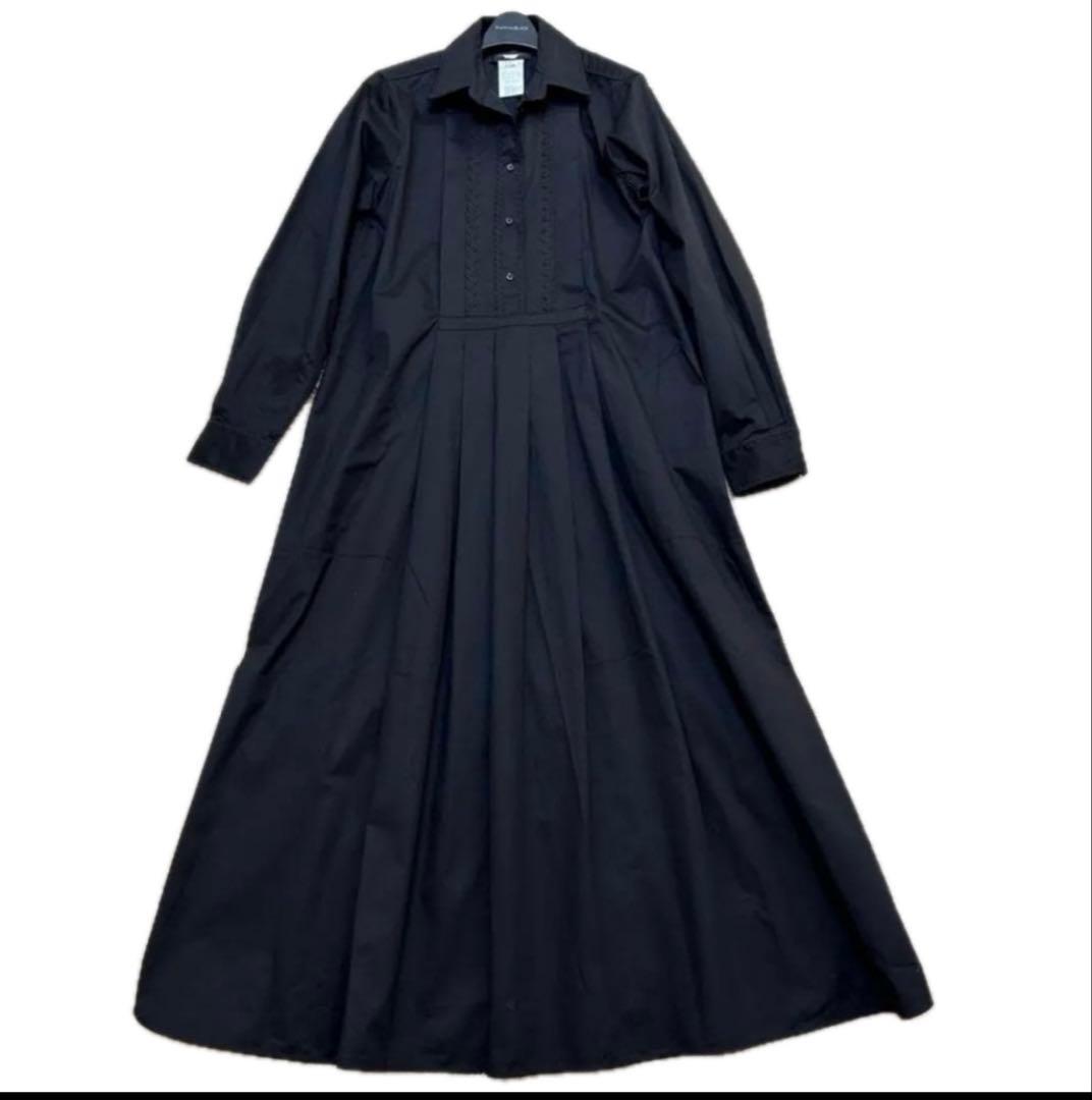 最終価格 訳あり未使用級Max Maraマキシ丈シャツワンピース 40黒ベルト