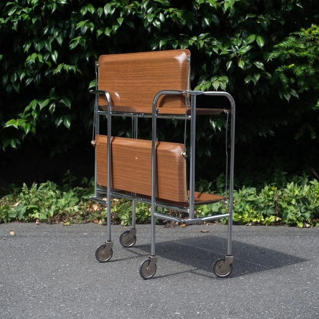 70s ドイツ ヴィンテージ フォールディングワゴン キッチンワゴン シェルフ