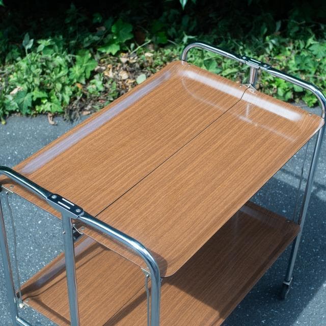 70s ドイツ ヴィンテージ フォールディングワゴン キッチンワゴン シェルフ