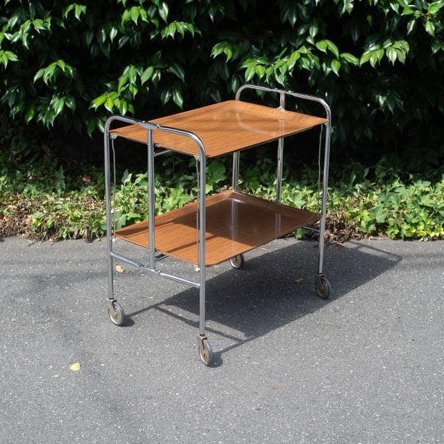 70s ドイツ ヴィンテージ フォールディングワゴン キッチンワゴン シェルフ