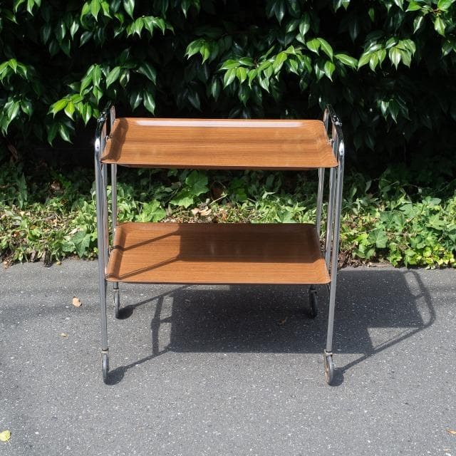 70s ドイツ ヴィンテージ フォールディングワゴン キッチンワゴン シェルフ