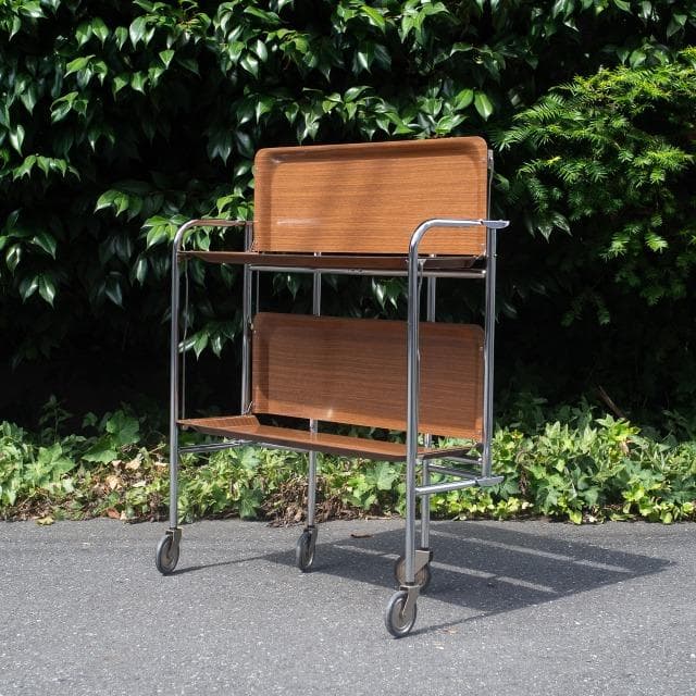 70s ドイツ ヴィンテージ フォールディングワゴン キッチンワゴン シェルフ