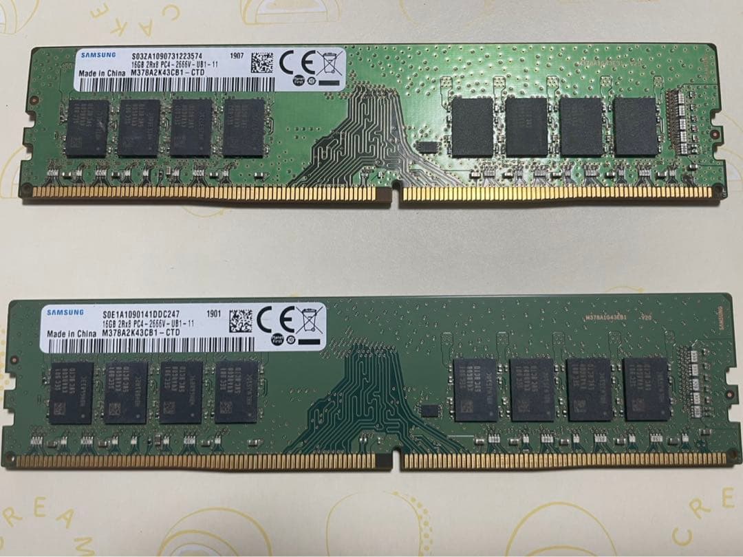 16GB x2枚 DDR4 2666 SAMSUNG デスクトップ用メモリ