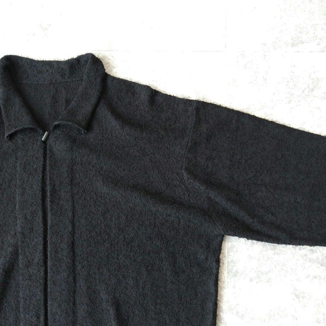 030 ヨーガンレール シルク コットン ツイード ニット カーディガン 黒