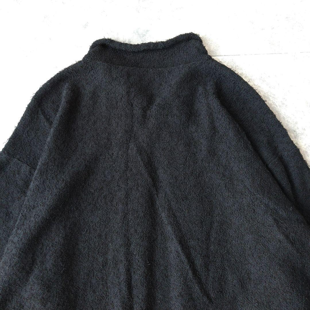 030 ヨーガンレール シルク コットン ツイード ニット カーディガン 黒