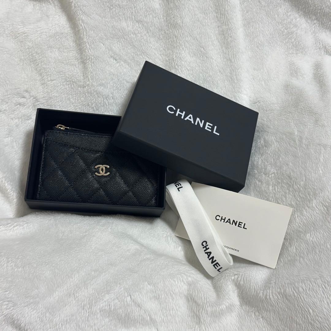 CHANEL ノベルティ 財布 フラグメントケース ブラック キャビアスキン