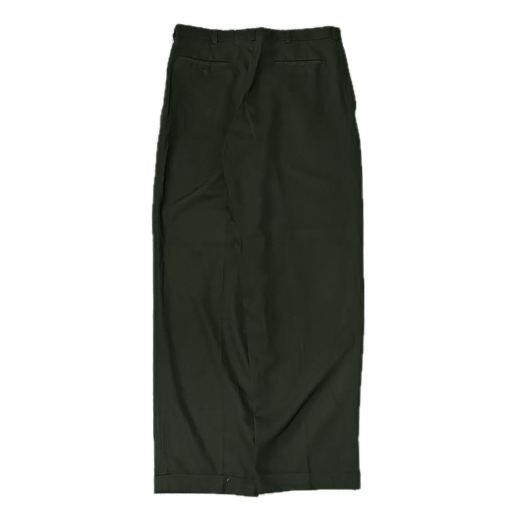 90s \"レーヨンギャバ“ 3タック スラックス “オリーブ” SAVANE