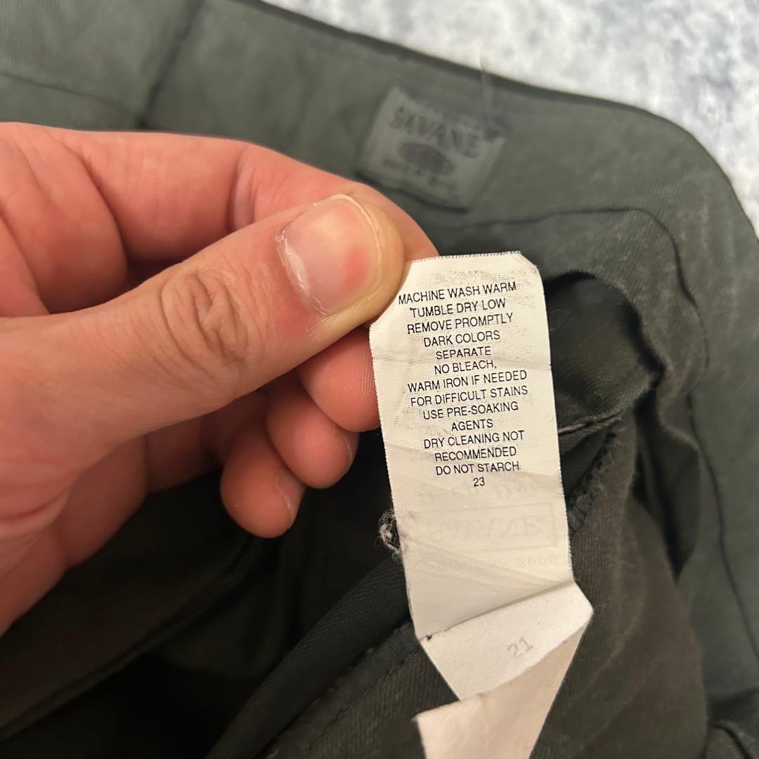 90s \"レーヨンギャバ“ 3タック スラックス “オリーブ” SAVANE