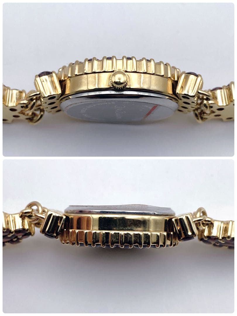 希少　D.M Buxton ホワイトシェル文字盤 ガーネット装飾 ブレスウォッチ